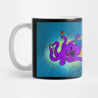 Exhausted octopus with background Mug